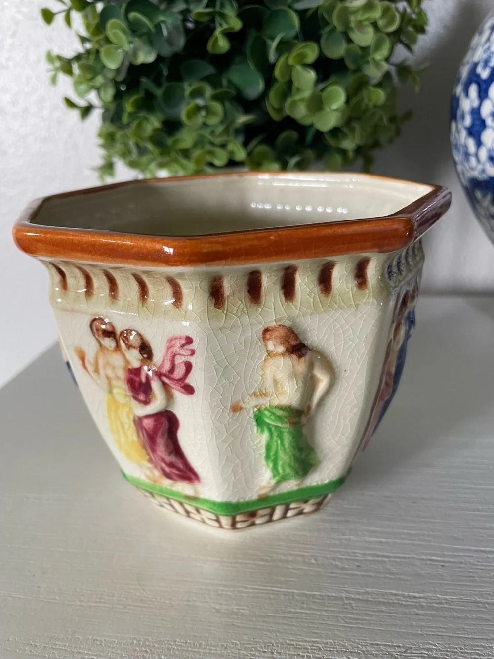Nymphs Nudes Dancing Erotic Beautiful Vintage 40's MCM Japan Planter Capodimonte
